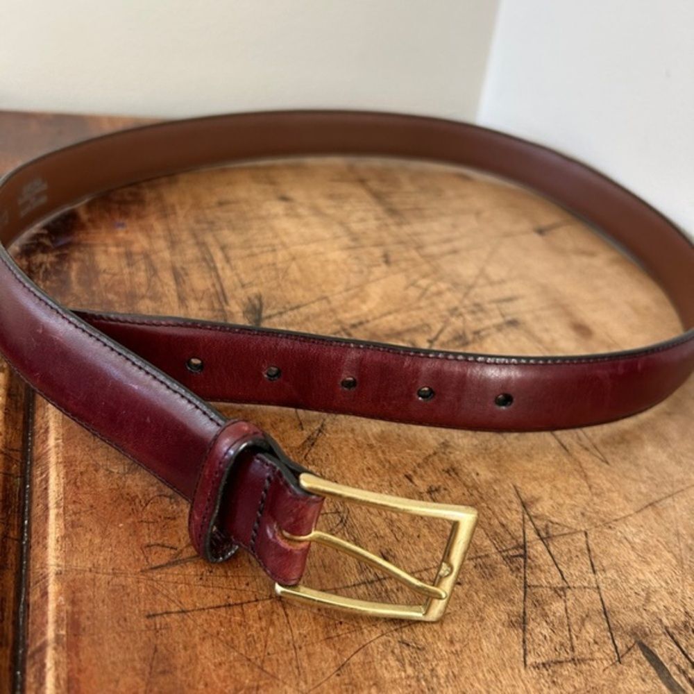 Brighton men's sz 38 Brown Leather Belt with Gold Buckle preworn